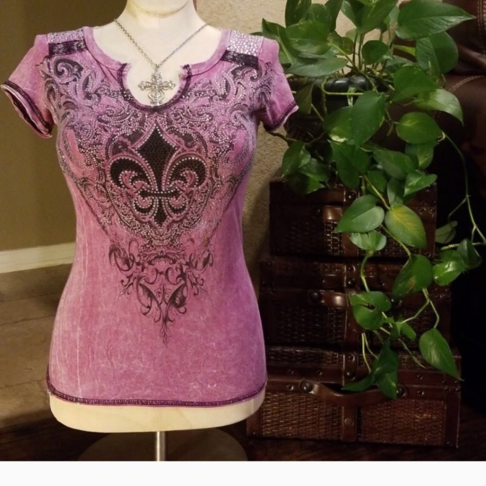 Vocal Cotton T-Shirt Embellished and Rhinestones